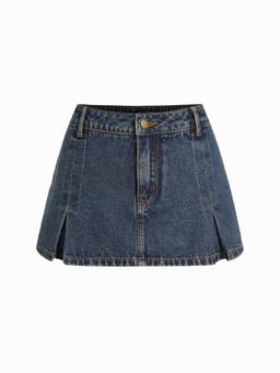 Cider - Washed Denim Women's Low Rise A-Line Mini Skort Indigo