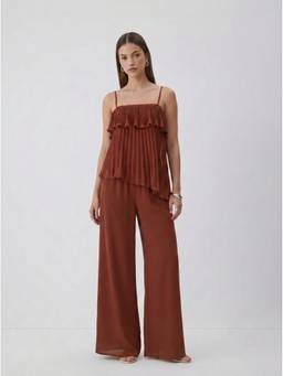 Cider - Pleated Women's Oversized Co-ord Set Brown