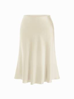 Cider - Satin Solid Women's Ruffle Maxi Skirt Beige