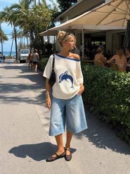 Cider - Crochet Dolphin Women's Oversized Boat Neck Top White