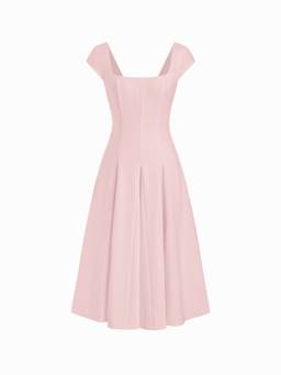 Cider - Square Neck Women Wrap A-Line Maxi Dress Pink