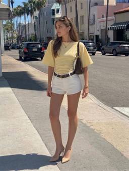 Cider - Modal-Blend Women Ruched Cut-Out Boat Neck Crop Top Yellow