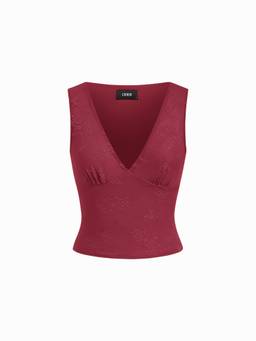 Cider - Floral Women's Sleeveless V-Neck Cami Top Wine