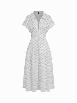 Cider - Draped Women's Short Sleeve Pocket Flared Maxi Dress Black & White