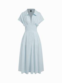 Cider - Draped Women's Pocket Flared Maxi Dress Light Blue