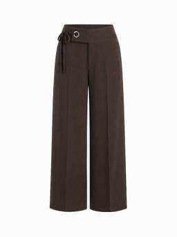 Cider - Side Tie Women's Low Waist Straight Leg Trousers Brown