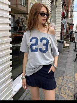 Cider - Graphic Women’s Asymmetrical Neck Oversized Tee Grey