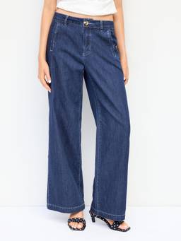 Cider - Denim Women's Mid-Rise Straight-Leg Jeans Navy Blue