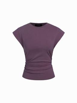 Cider - Cotton Women's Sleeveless Ruched Tee Purple