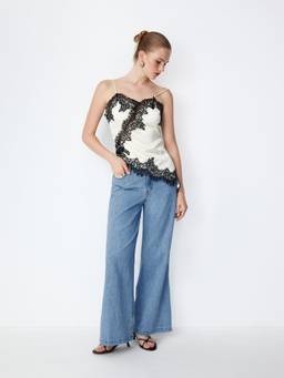 Cider - Denim Women's Mid-Rise Flared Trousers Light Blue