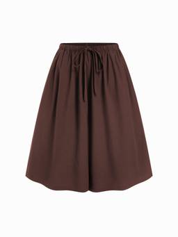 Cider - Women's Mid Rise Drawstring Oversized Bermuda Shorts Brown
