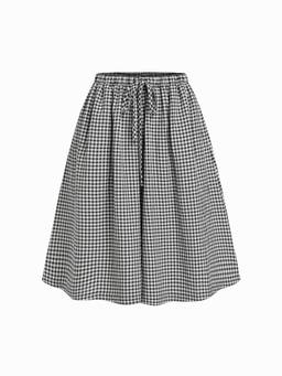 Cider - Cotton Women's Mid-Rise Drawstring Oversized Bermuda Shorts Black