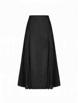 Cider - Chiffon Women's Mid-Rise Draped A-Line Maxi Skirt Black
