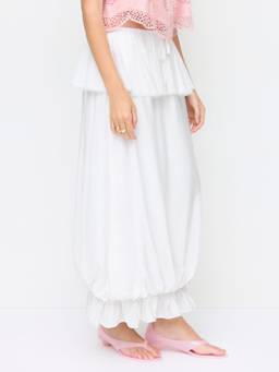 Cider - Ruffled Bubble Women’s Mid-Rise Maxi Skirt White