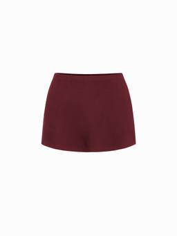 Cider - Cotton-Blend Women’s Low-Rise Slit Mini Skirt Wine