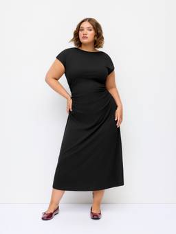 Cider - Twist Knotted Women's Backless Regular Fit Midi Dress Black