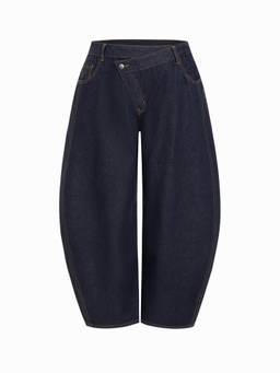 Cider - Washed Women’s Mid-Rise Barrel-Leg Jeans Dark Navy
