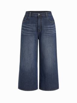 Cider - Washed Denim Women Low-Waist Straight-Leg Jeans Dark denim