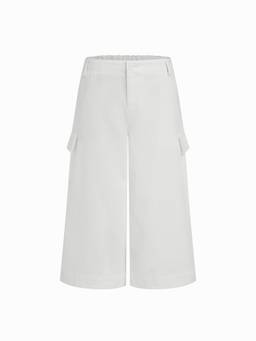 Cider - Cotton-Blend Women’s Mid-Rise Oversized Cargo Capris White