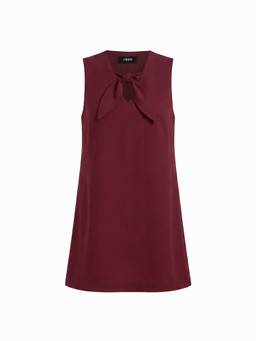Cider - Linen Blend Women's Bowknot Oversized Shift Mini Dress Wine