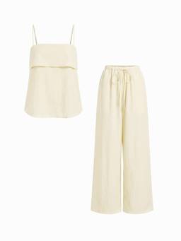 Cider - Square Neck Women’s Oversized Cami Co-ord Set Yellow