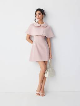 Cider - Satin Women's Peter Pan Collar Capelet Shrug Pink
