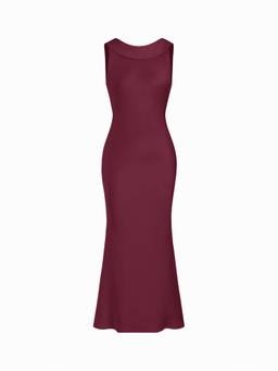 Cider - Satin Women's Backless Bow Mermaid Maxi Dress Wine