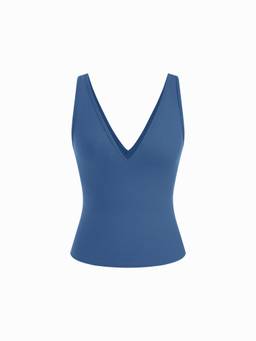 Cider - High Stretch Women’s V-Neck Tank Top Navy Blue