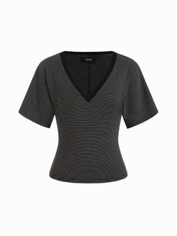 Cider - High Stretch Women V-Neck Short Sleeve Tee Black