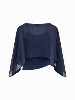 Cider - Ruched Women's Boat Neck Cape Cami Top Navy Blue