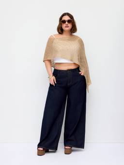 Cider - Multi-way Women's Asymmetric Knit Poncho Top Khaki