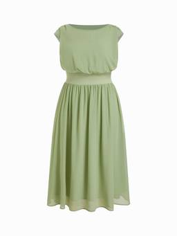 Cider - Chiffon Women's Draped A-Line Maxi Dress Green