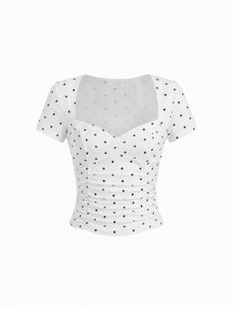 Cider - Cotton-Blend Women Ruched V-Neck Top White