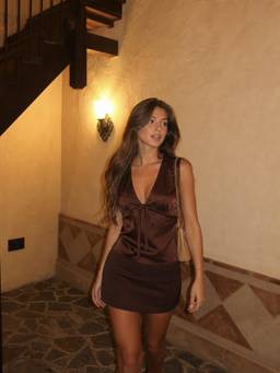 Cider - Satin Women's Low Rise Bodycon Mini Skirt Brown