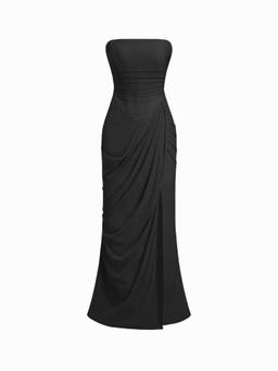 Cider - Mesh Bandeau Women's Lace-Up Bodycon Maxi Dress Black