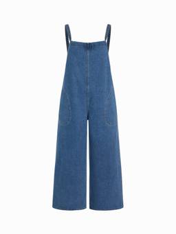 Cider - Women's Oversized Wide-Leg Denim Dungarees Navy Blue