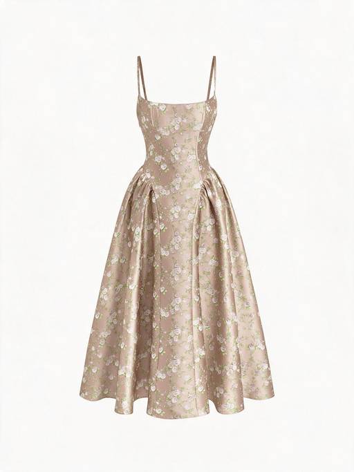 Buy Cider Floral Jacquard Women's Lace-Up Corset A-Line Maxi Dress Pink (XXS) Online