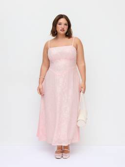 Cider - Jacquard Floral Women’s Sleeveless A-Line Maxi Dress Pink