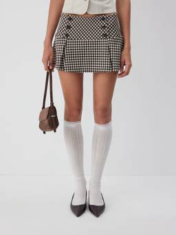 Cider - Pleated Women's Low Waist Mini Skort Brown