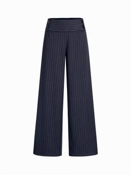 Cider - Striped Women's Low Waist Wide Leg Trousers Dark denim