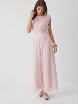 Cider - Chiffon Women's Draped Wide-Leg Jumpsuit Pink
