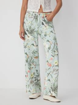 Cider - Denim Women's Low Rise Wide Leg Jeans Green