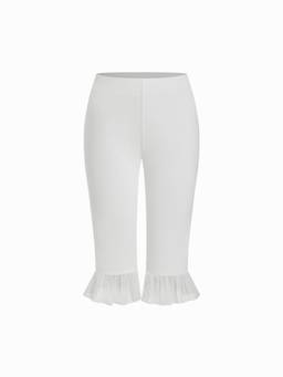 Cider - Ruffle Hem Women's Low Rise Slim Fit Capris White