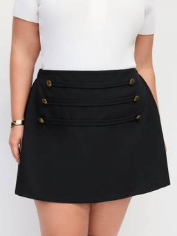 Cider - Metal Detail Women Mid-Rise A-Line Mini Skirt Black