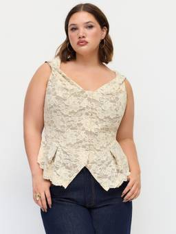 Cider - Lace Sweetheart Women's Pleated Twisted Top Khaki
