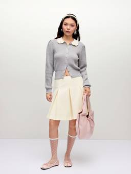 Cider - Women's Mid-Rise Pleated Midi Skirt Cream