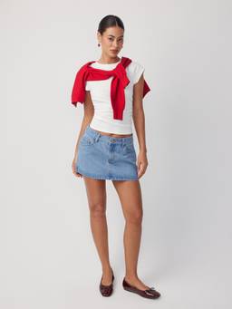 Cider - Strawberry Graphic Women Low Rise A-Line Mini Skirt Blue