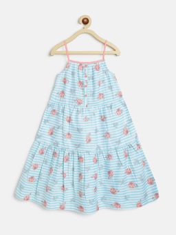 Campana - Girls Myra Midi Dress Pastel Stripes Blue