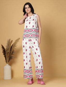 Gipsy - Pink Paisley Rayon Top with Pant Co-Ord (Set of 2)
