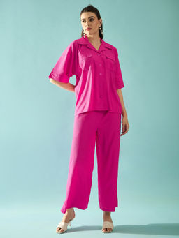 PANIT - Seersucker Oversized Loose Fit Shirt with Trouser Co-Ord (Set of 2)